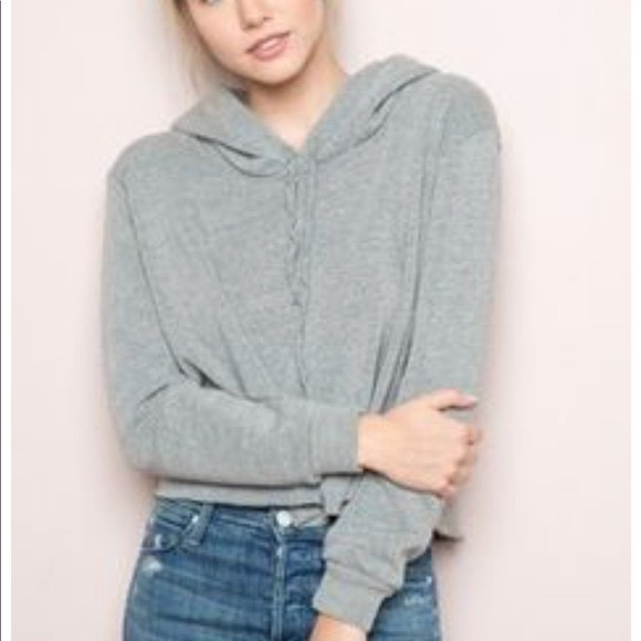 Brandy Melville Jackets & Blazers - Brandy Melville light grey cropped hoodie